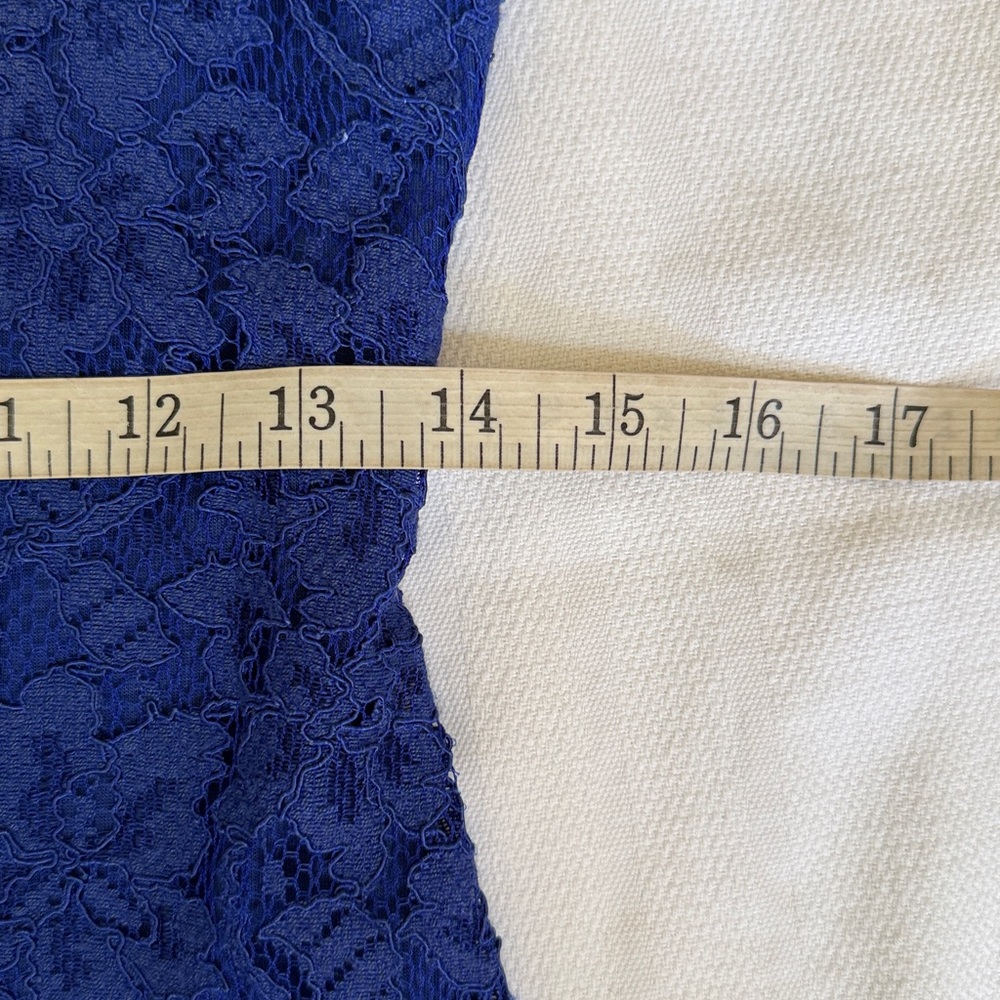 Diane Von Furstenberg Zarita Blue Lace 3/4 Sleeve Back Zip Sheath Size 4 - Picture 8 of 13